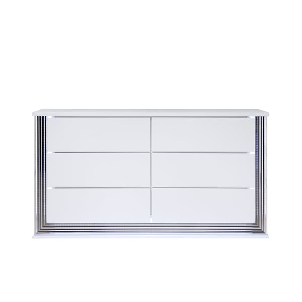 Global Furniture Usa Modern High Gloss Ylime Smooth White Dresser With Led 2474 - main